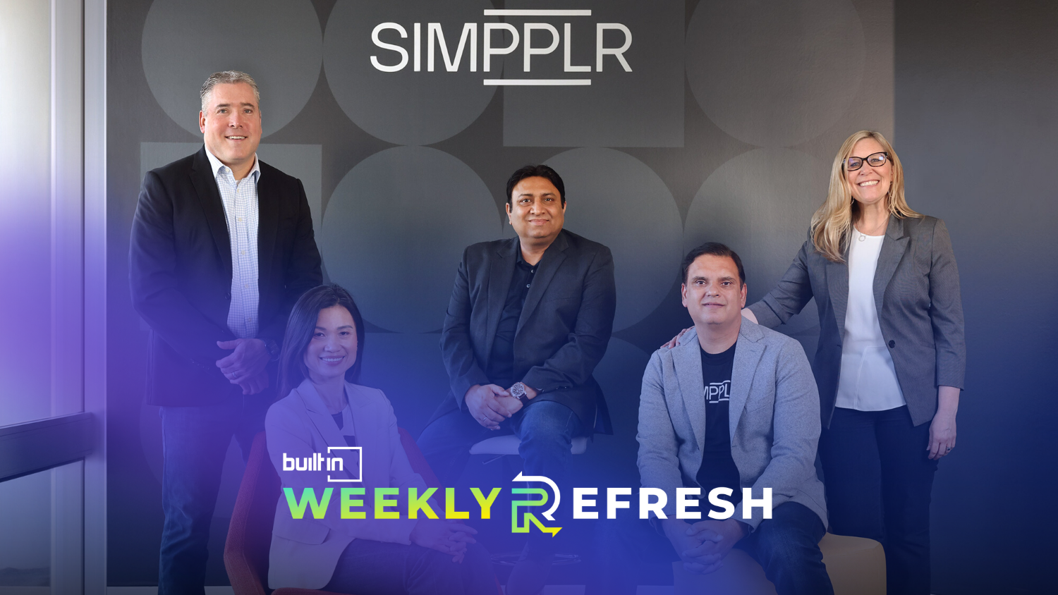 Simpplr employees pose together for a photo.