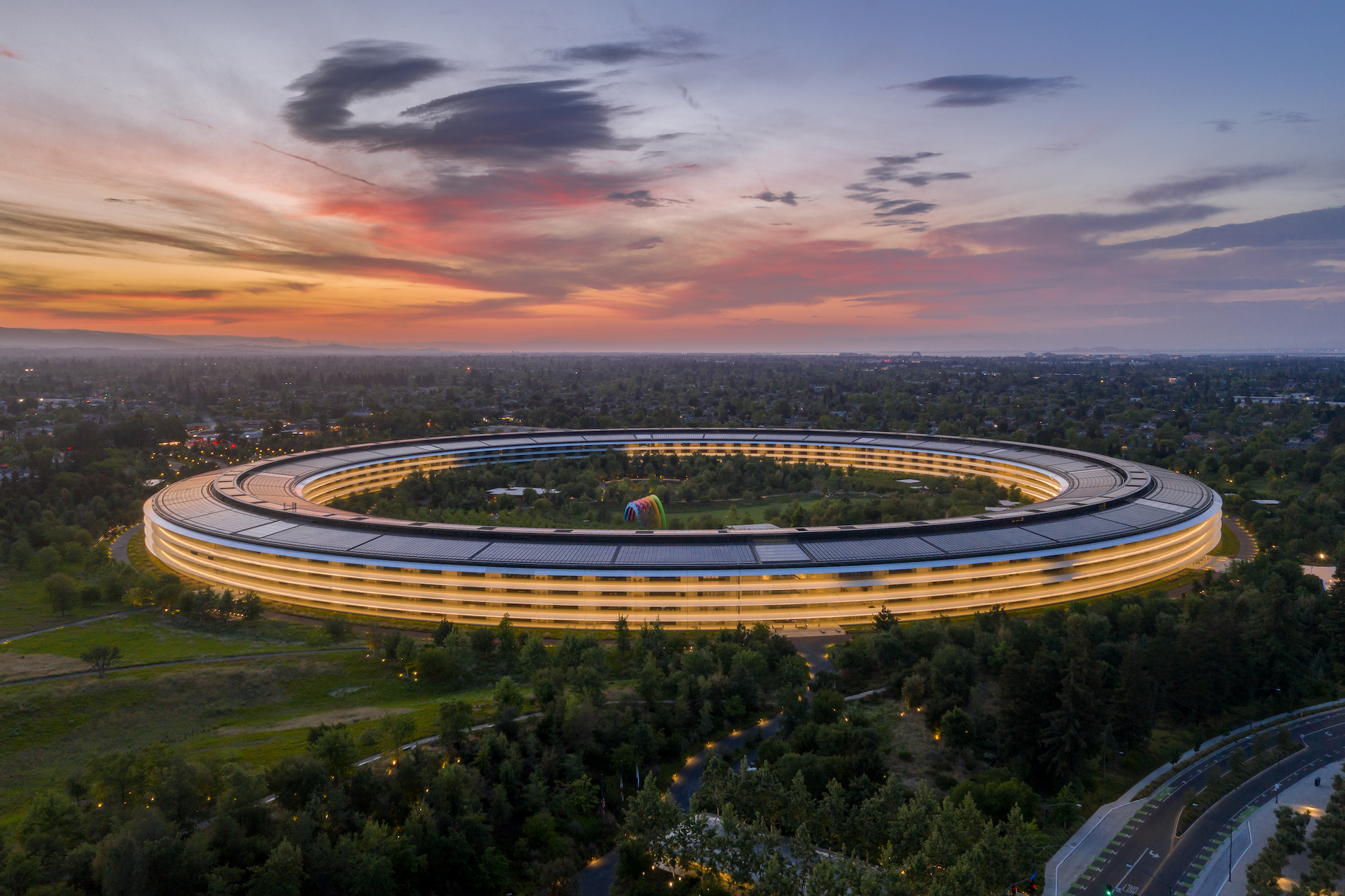 Aerial view of the Apple HQ in Silicon Valley