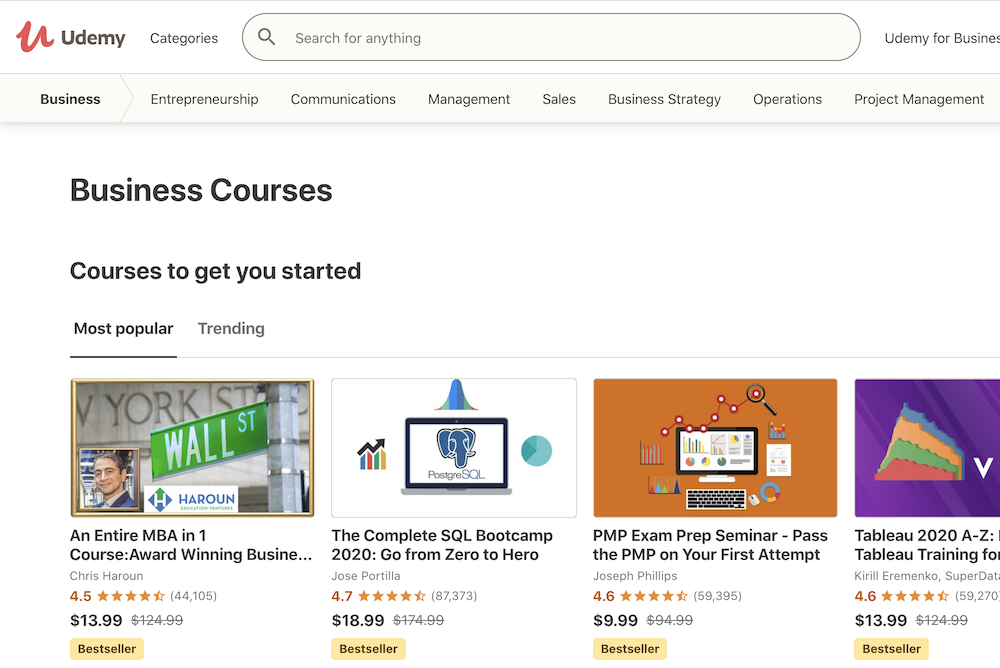 Udemy for Business experienced huge surges of business learners on its platform last year.