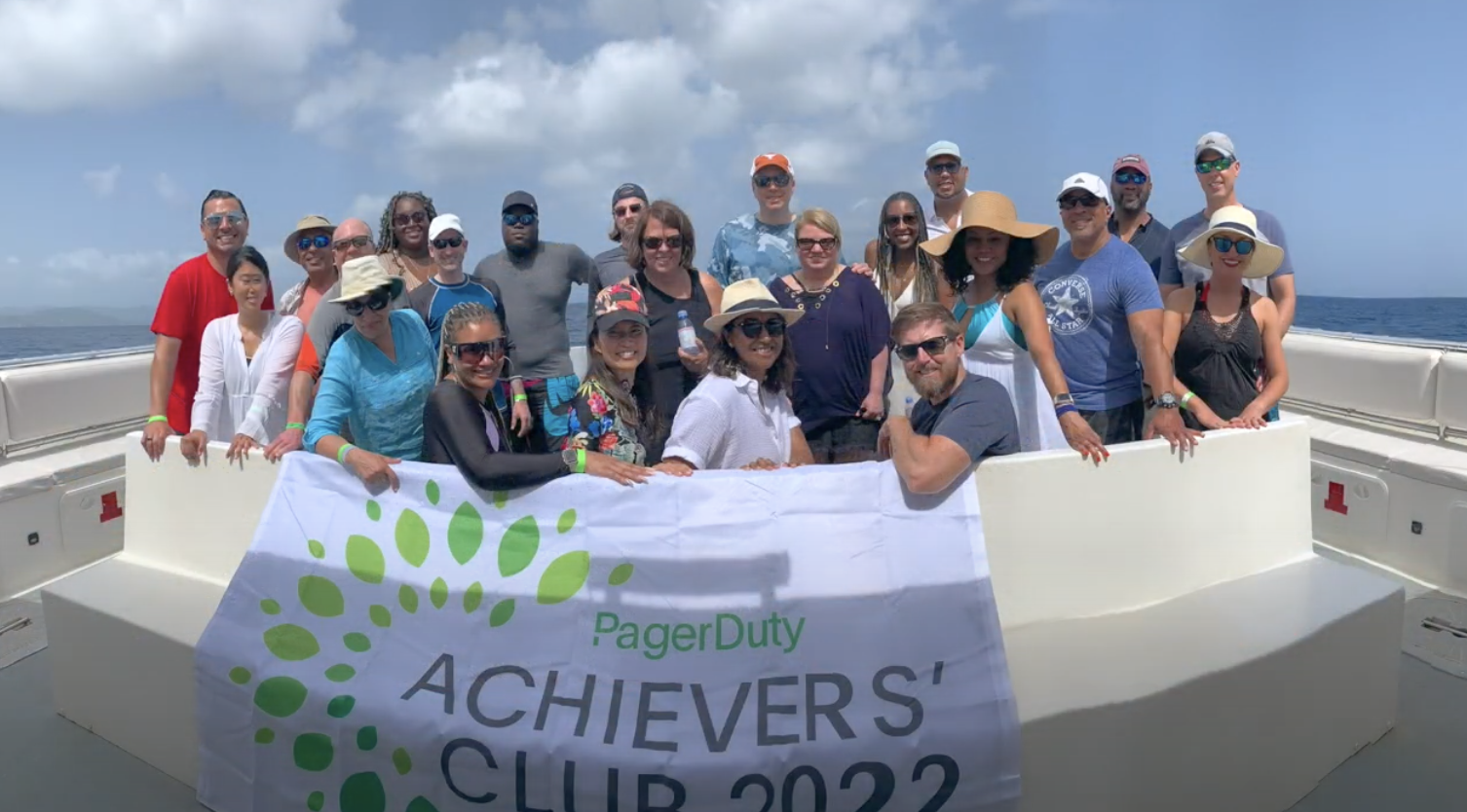 PagerDuty employees on a boat excursion