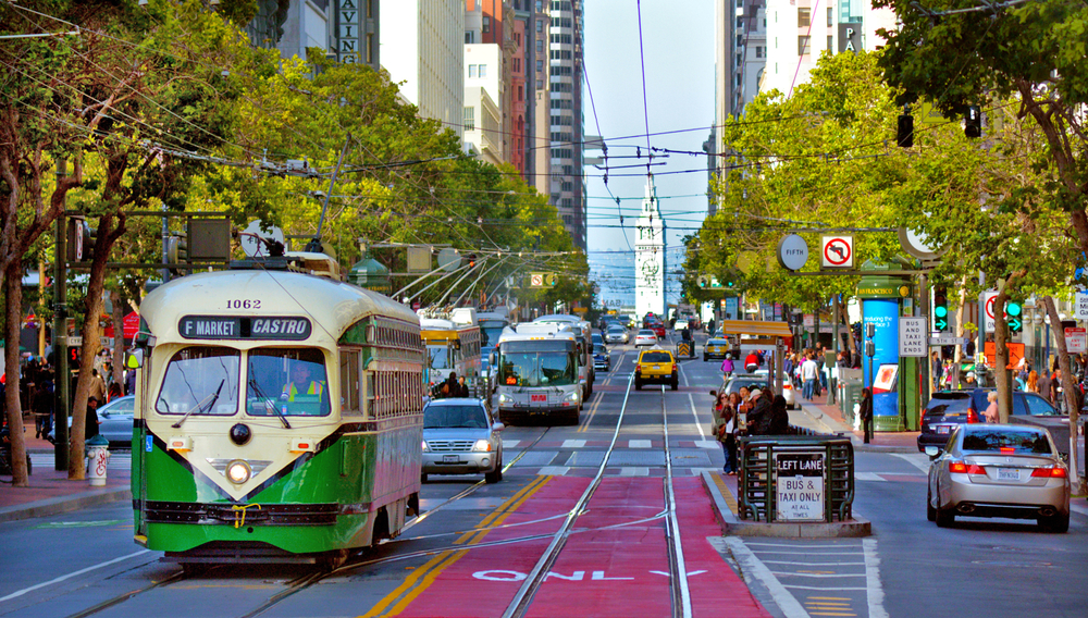 A look down Market Street in San Francisco.