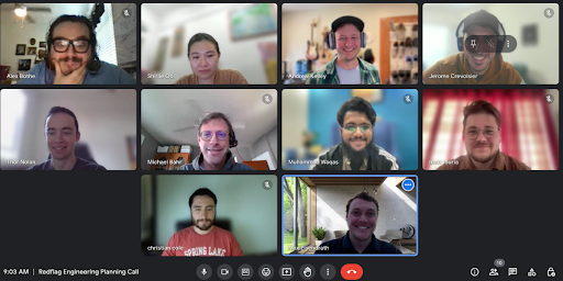 Screenshot of video call with Redflag AI engineers