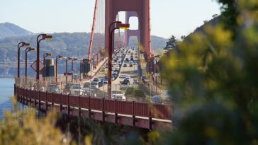 Traffic on the Golden Gate bridge in San Francisco