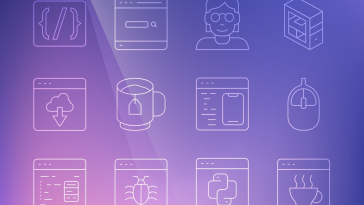 software icons on a purple background