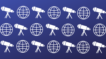 Network and telescope icons against a blue background