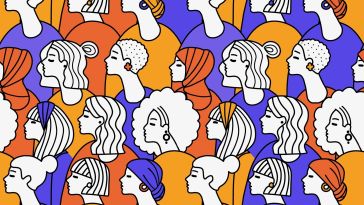 Illustration pattern of women's heads multicultural