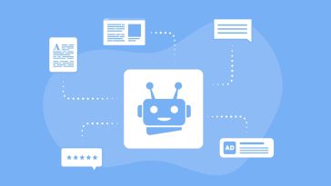 An illustration depicts an AI chatbot.